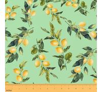 Summer Lemon Soft Flannel Polyester No Stretch,Green Leaves Plants Craft Fabric Tropical Fruits Ideal for Quilting, Crafts & Handmade Artwork 2 Yards Whole Piece,72" L x 59" W Orange Green
