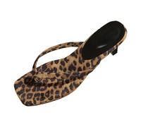 Summer Leopard Print Toe Separator Sandals Heel Casual Beach Flip Flops for Women, other, 4 UK