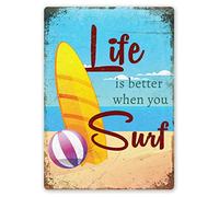 Summer - Life is better when you Surf - Small Sticky Pads | Printed Metal Wall Sign Plaque