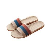 Summer Linen Slippers For Women And Men,Non-Slip Flax Open Toe Soft Slippers,Flat Bottom Couple Home Casual Slippers For Living Room, Study Room, Balcony,bedroom ( Color : Style 3 , Size : EUR42-43 )