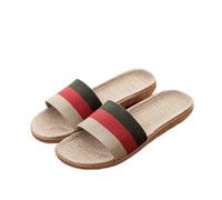 Summer Linen Slippers For Women And Men,Non-Slip Flax Open Toe Soft Slippers,Flat Bottom Couple Home Casual Slippers For Living Room, Study Room, Balcony,bedroom ( Color : Style 2 , Size : EUR42-43 )