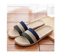 Summer Linen Slippers For Women And Men,Non-Slip Flax Open Toe Soft Slippers,Flat Bottom Couple Home Casual Slippers For Living Room, Study Room, Balcony,bedroom ( Color : Style 1 , Size : EUR42-43 )