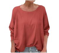 Summer Linen Tops for Women Cotton-Linen Muslin T Shirts Elegant Long Sleeved Plain Blouse Going Out Casual Loose Tee Shirt Lagenlook Work Lightweight Ladies Tunic Top UK Sale Clearance Orange