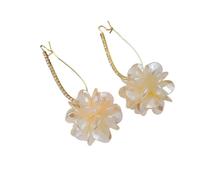 Summer Long Flower Earrings Hand-made Pearl Beaded Korean Fashion Shiny Earrings Sweet Jewelry Gifts
