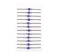 SUMMER LOVE 12 Pcs Handmade Evil Eye Ankle Bracelets for Men and Women with Black and Red Cord Adjustable, Glass, No Gemstone, Adjustable, Glass, No Gemstone