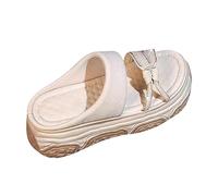 Summer Low Wedge Wedges Sliders for Women Wearing A Cold Dragging Female In A Thick Bottom 2026 Summer Wind Beach Slippers Woman Pool Sliders Leather Womens Slippers Size 8 (White,5)