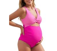 Summer Mae Maternity Cutout One-Piece Swimsuit Twisted Front Cross Swimsuit High Waist Pregnancy Swimwear