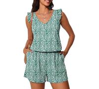 Summer Mae Ruffled Swim Romper One Piece Women Modest Swimsuit Green 10