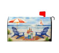Summer Mailbox Covers Magnetic Beach Mailbox Cover Ocean View Mailbox Wrap Standard Size 21x18 Inch Post Letter Box Cover Blue Chair Mailbox Decorations for Outside Garden Yard Farmhouse