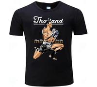 Summer Man Fashion Brand T Shirt Cool Muay Thai T-Shirt Men Wai Kru Thailand Men Casual Tee Shirt Short Sleeve Harajuku Tops Black XL