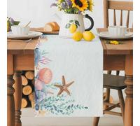 Summer Marine Turtle Table Runner 36 Inches Long, Ocean Animal Starfish Coral Washable Table Runners Heat-Insulation Kitchen Dining Table Decorations for Home Party Decor 13x36in