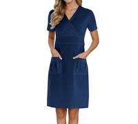 Summer Maxi Dresses For Women Uk-Asymmetric Crew Neck Short Sleeve Below The Knee Womens Dresses