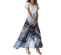 Summer Maxi Dresses for Women UK Boho Floral Graphic Print Short Sleeve Flowy A Line Beach Party Dress,1950S Dresses for Women Housewife Dress Summer Size 14 Multiway Party Teenagers,u681k