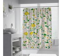 Summer Meadow Washable Cloth Shower Curtain Sets with Hooks Playful Wildflower Art Fabric Bath Curtains for Bathroom Decor Waterproof 200 x 220 cm