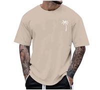 Summer Mens Fancy Print Hawaiian Shirt Men's Checked Shirt Mens Shirts Short Sleeve Cotton UK Casual Regular Fit Shirt for Men UK Union Jack 2024 Party Shirts for Men Tees (Khaki, M)