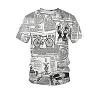Summer Men's T-Shirt 3D Printed English Newspaper Pattern Casual Men's Clothing,Acre,3XL