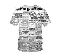 Summer Men's T-Shirt 3D Printed English Newspaper Pattern Casual Men's Clothing,GHG,XL
