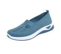Summer Mesh Sneaker for Womens Ladies Lightweight Slip on Trainers Sketches Wide Fit Ankle Strap Low Wedge Trainers UK Size Walking Breathable Mesh Sneakers Running Training Women Shoes Size 6 Blue
