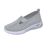 Summer Mesh Sneaker for Womens Ladies Slip on Trainers Sketches Wide Ankle Strap Low Wedge Trainers UK Size Walking Breathable Mesh Sneakers Running Training Women Lightweight Shoes Size 6 Grey