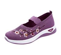 Summer Mesh Sneaker for Womens Ladies Slip on Trainers Sketches Wide Ankle Strap Low Wedge Trainers UK Size Walking Breathable Mesh Sneakers Running Training Women Lightweight Shoes Size 6 Purple