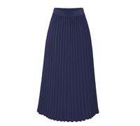 Summer Midi Skirts for Women UK Elastic Waisted Chiffon Pleated A-line Skirts Solid Flowy High Waist Swing Sun Dress Elegant Bottoms for Office Work Party Beach Photos01 Dark Blue S
