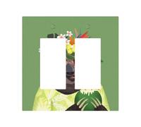 Summer Modern Leather-Textured Dual Rocker Switch Plate Cover â€“ Premium Pc Material Wall Plate for Residential & Commercial Use, Full-Panel Printed Design with Decorative Painted Screws