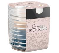 (Summer Morning) Tri-Colour Scented Candle In Ribbed Glass Jar