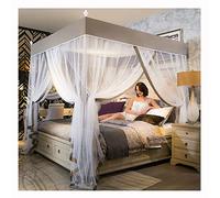 Summer Mosquito Net Canopy Bed Drapes - 4-Corner Mesh Protection Shield for Single/Double Beds, Metal Support, Stylish Bedroom Decoration (Color: C)