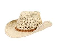 Summer Natural Straw Cowboy Hat, Family Matching Beach Sun Hat, Parent-Child Cowboy Cowgirl Cap, Wide Brim Floppy Sun Protection Straw Vintage Style Panama Fedora Headwear Beach Cap for Adults Kids
