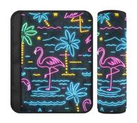 Summer Neon Flamingo Coconut Tree 2 Pack Padded Seatbelt Strap Cover, Protects Your Neck and Shoulders, seat Belt Protector for Backpack Bag Bag 10x7.7 in funda para cinturón de