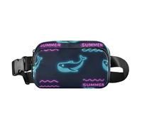 Summer neon whale wave black cute running belt bag kidney for men women large capacity with adjustable strap for travel vacation running bolsa de cintura couple, summer neon whale, Summer Neon Whale