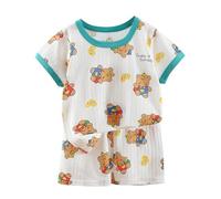 Summer New Children's Children's Short Sleeved Shorts Suit Men and Women Baby T Shirt Boys Girls Cotton Old Man Outfits Boys (Green, 18-24 Months)