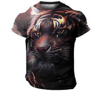 Summer New Tiger Pattern 3D Printed T-Shirt for Men Crew Neck Short Sleeve T-Shirt, 15, 3XL