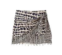 Summer New Women's Beaded Decoration Lace Up Bow Printed Mini Skirt Casual Female High Waist Street Clothing-as pic-L