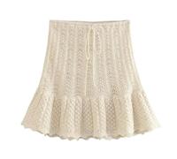 Summer New Women's mesh Jacquard Round Neck Knitted Vest + high Waist Strappy Skirt Set-Skirt-L