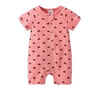 Summer Newborn Baby Romper Suit One-Piece, Chickwin Unisex Girls Boys Colourful Fruit Print Cotton Short Sleeve Jumpsuit Bodysuit Toddler Pajamas Romper Outfit (66cm,Pink Watermelon)