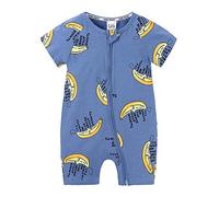 Summer Newborn Baby Romper Suit One-Piece, Chickwin Unisex Girls Boys Colourful Fruit Print Cotton Short Sleeve Jumpsuit Bodysuit Toddler Pajamas Romper Outfit (80cm,Blue Banana)