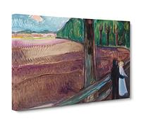 Summer Night By Edvard Munch Canvas Print | Gallery Wrapped 30mm Frame Wall Art | 30x20 inches | Ready to Hang | Classic Landscape Picture | Living Room Bedroom Lounge Office