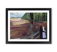 Summer Night By Edvard Munch Classic Painting Framed Print | A2 Black Framed Wall Art | Ready to Hang | Classic Landscape Picture | Living Room Bedroom Lounge Office