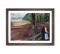 Summer Night By Edvard Munch Classic Painting Framed Print | A3 Walnut Framed Wall Art | Ready to Hang | Classic Landscape Picture | Living Room Bedroom Lounge Office