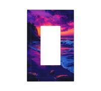 Summer Night Ocean Light Switch Wall Plate Faceplate Cover Single Rocker 1 Gang Decorator Outlet Receptacle Covers for Home Kitchen Room Bathroom Decor