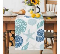 Summer Ocean Coral Sea Turtle Table Runner 70 Inches Long,Table Runners Kitchen Dining Tables Decoration Ombre Coastal Starfish Tables Runner for Home Party Wedding Dresser Scarf