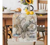 Summer Octopus Table Runner 13x70 Inches Long Seashell Starfish Jellyfish Vintage Sailing Boat Cotton Linen Table Runner Burlap Style for Dinner Table Party Decor Tabletop Decorations