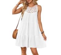 Summer Off-The-Shoulder Dress Halter Neck Beach Resort Dress Sleeveless A-line Casual Tank (White,XXL)