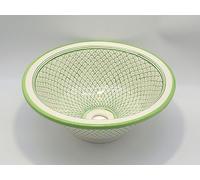 Summer Offer - Rabat/Turquoise Ceramic Hand Painted Moroccan Bathroom Sink Basin - Round, Painted Inside Out - Di 40 cam H 16 cm - Summer Offer