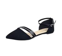 Summer Open Toe Flat Sandals for Women UK Lazy Shoes Flat Shoes Pointed Singles Ladies Causal Work Women's sandals White Ankle Strap Womens Sandles Size 8 (Black,5.5)