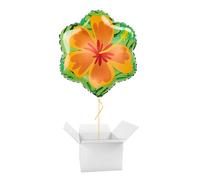 Summer Orange and Purple Hibiscus Double Sided Shaped Foil Helium Balloon - Inflated Balloon in a Box