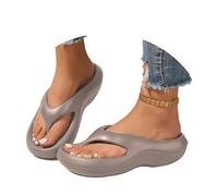 Summer Orthopedic Flip Flops Women Plantar Fasciitis Arch Support Sandals Ladies Walking Platform Thong Sandals Lightweight Non-Slip Cloud Soft Slides Open Toe Cushion Beach Slippers A Grey