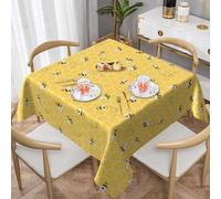 Summer Outdoor Tablecloth Square 54x54 Inch,Mustard Yellow Bee Table Cloth,Stain Resistance Polyester Honeycomb Farmhouse Table Covers for Kitchen Dining,Small Tablecloth for Parties Picnic