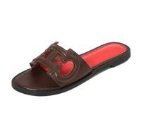 Summer Outer Wear Flat Slippers One Word Beach Sandal Mop Travel Flat Women's Shoes(Brown,7.5 UK)